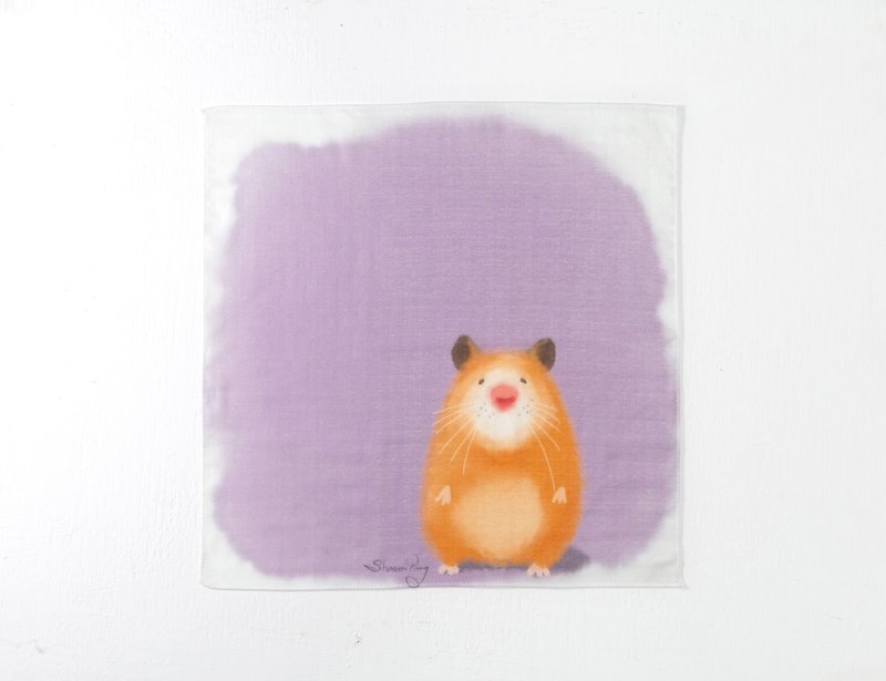 手巾可爱鼠了。藕色 - 手帕/方巾 - 棉．麻 紫色