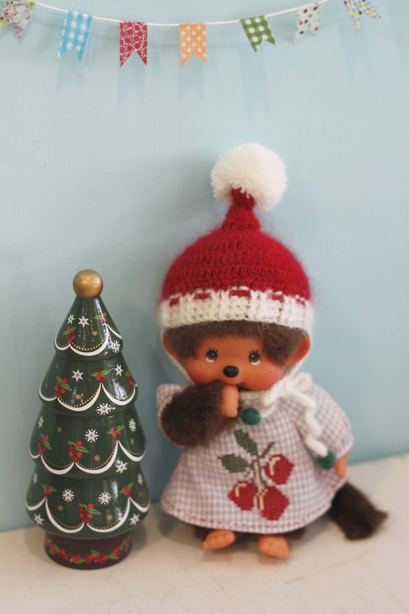 Monchhichi梦奇奇手工编织圣诞限定精灵娃帽 - 帽子 - 羊毛 红色