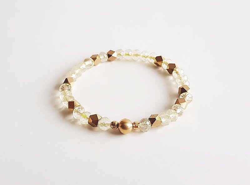  宝石系 • 纯粹 天然矿石 柠檬晶 黄铜 • 手链 - 手链/手环 - 宝石 黄色
