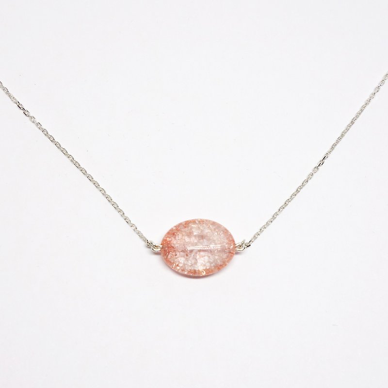 ピンククラック水晶SVネックレス【Pio by Parakee】 cracked crystal necklace - 项链 - 宝石 粉红色