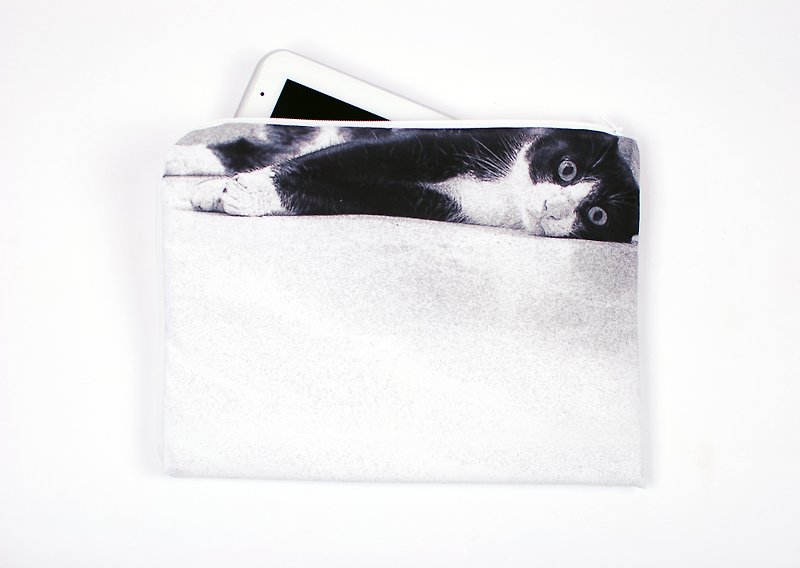 棉．麻 平板/电脑保护壳 白色 - 开奔驰的猫。多功能保护套