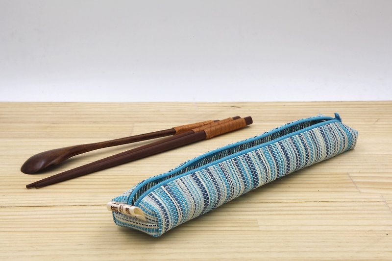 【纸布家】纸线编织 小餐具袋 波纹蓝 - 其他 - 纸 蓝色