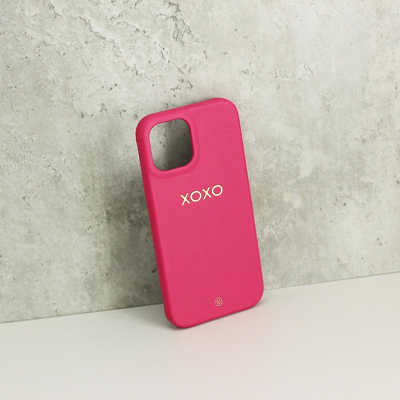 真皮 手机壳/手机套 红色 - 定制化手造真皮革粉红色桃红色iPhone 13手机壳 女朋友 男朋友