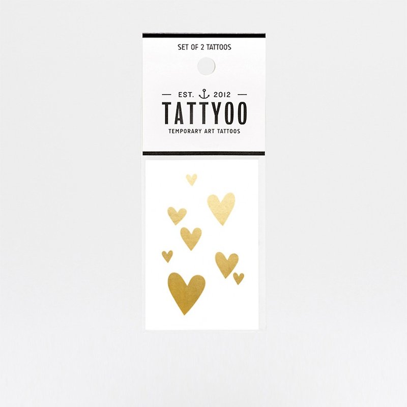 金色爱心 刺青纹身贴纸 | TATTYOO