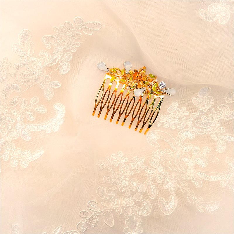 戴上幸福的饰 娇若春花系列-新娘发梳.法国梳.自助婚礼-想念 - 发饰 - 其他金属 金色