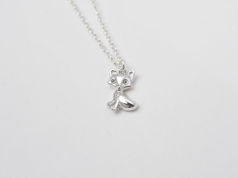 小狐狸 | 细项链 925纯银 立体动物 手工银饰 情人礼物 - 项链 - 纯银 银色