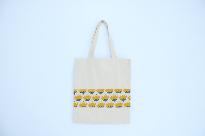 A4帆布购物袋-Garden series:朵朵 - 手提包/手提袋 - 棉．麻 黄色