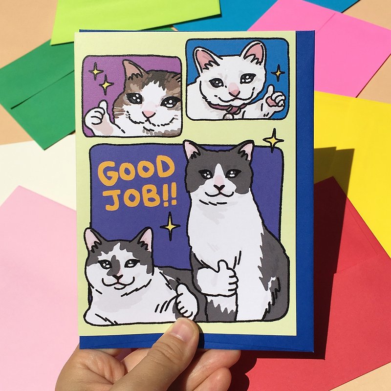 Greeting Card - Good Job Thumbs Up Cat Meme Card - 卡片/明信片 - 纸 