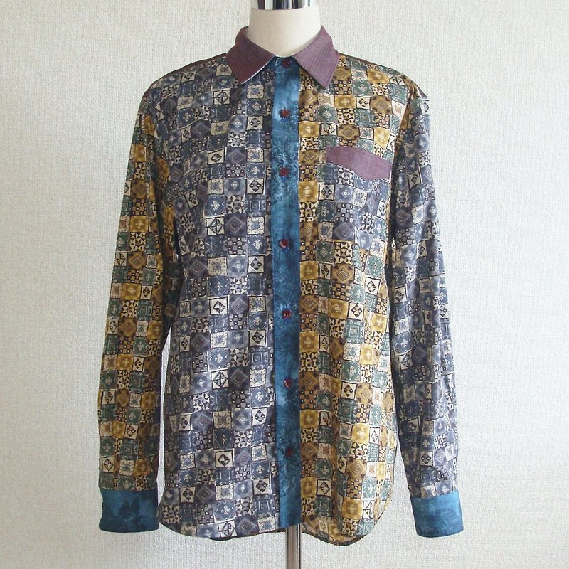 アーティストデザインシャツ　029　世界で1枚の個性的なシャツ - 男装衬衫 - 棉．麻 多色