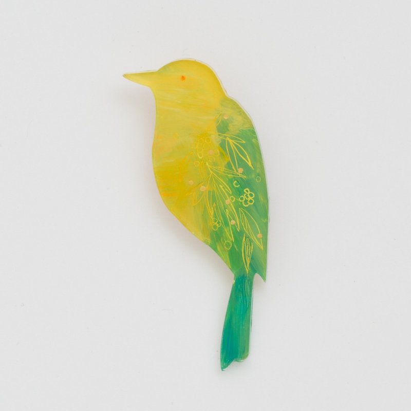 絵のブローチ【鳥】 - 胸针 - 压克力 黄色