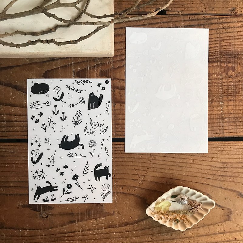 薄暮的猫与花 - 转印贴纸 - 贴纸 - 纸 