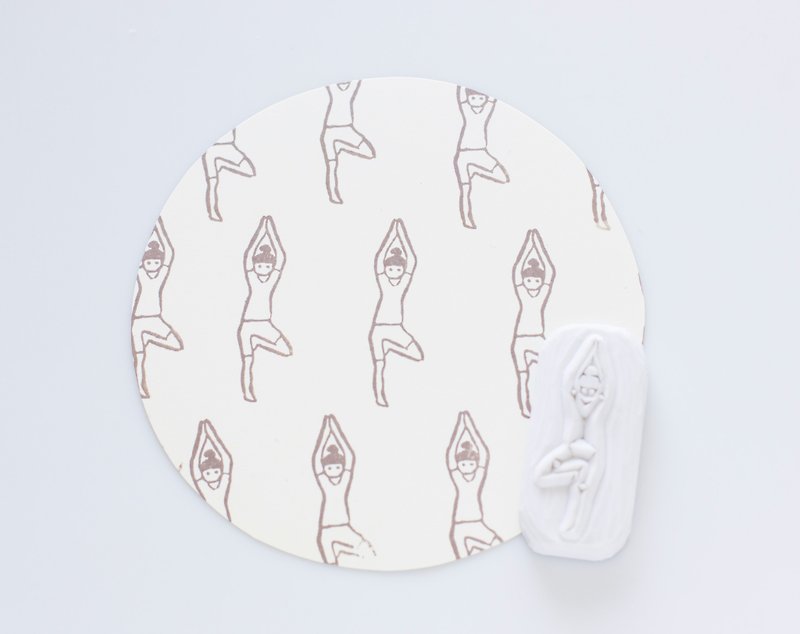  手刻橡皮章 印章 瑜珈女孩 瑜珈 文具 -1 - 印章/印台 - 橡胶 白色
