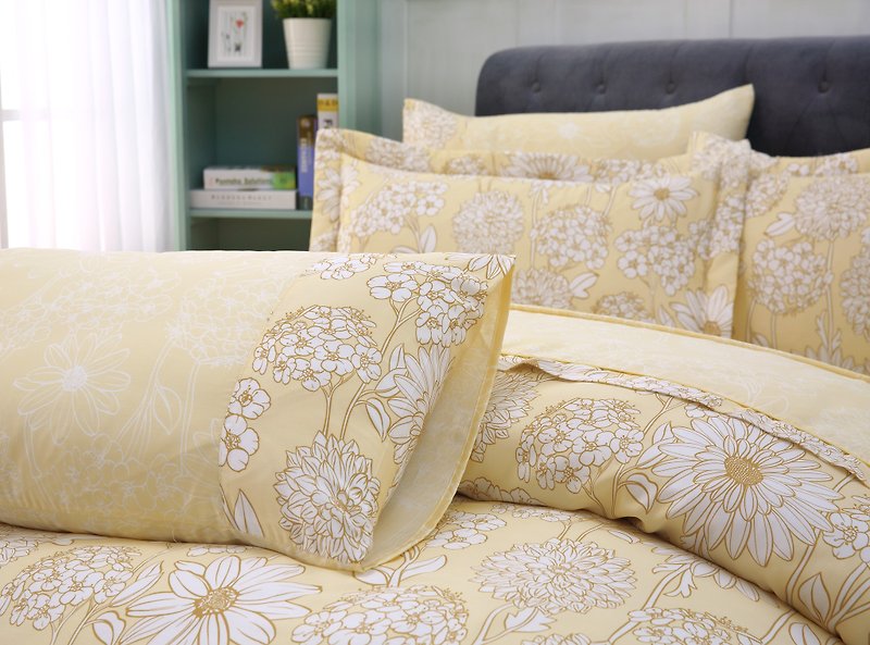 特大尺寸向日葵之梦-天丝两用被床罩六件组【100%莱赛尔】帝王折 - 寝具 - 丝．绢 黄色
