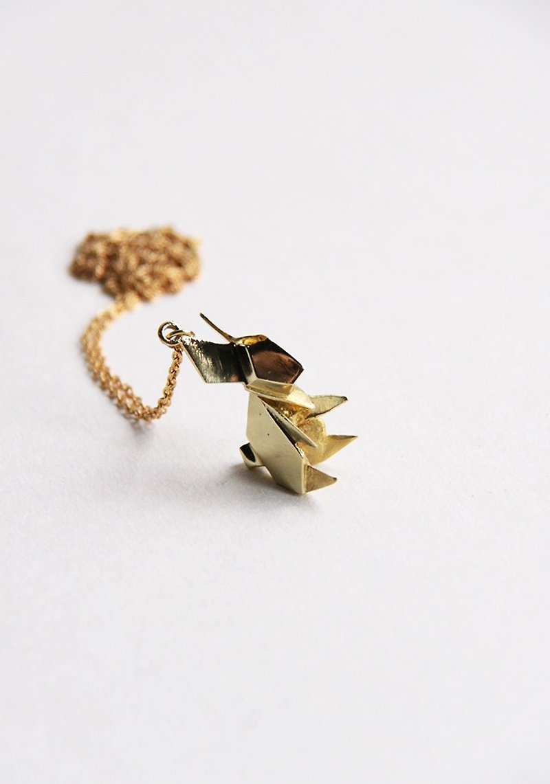 Rabbit Origami Charm Necklace - 项链 - 其他金属 金色