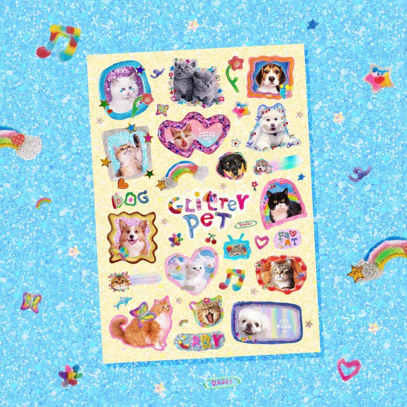 Lovely Pet Sticker A5 Sticker, dog and cat pattern, super cute. - 其他 - 塑料 多色