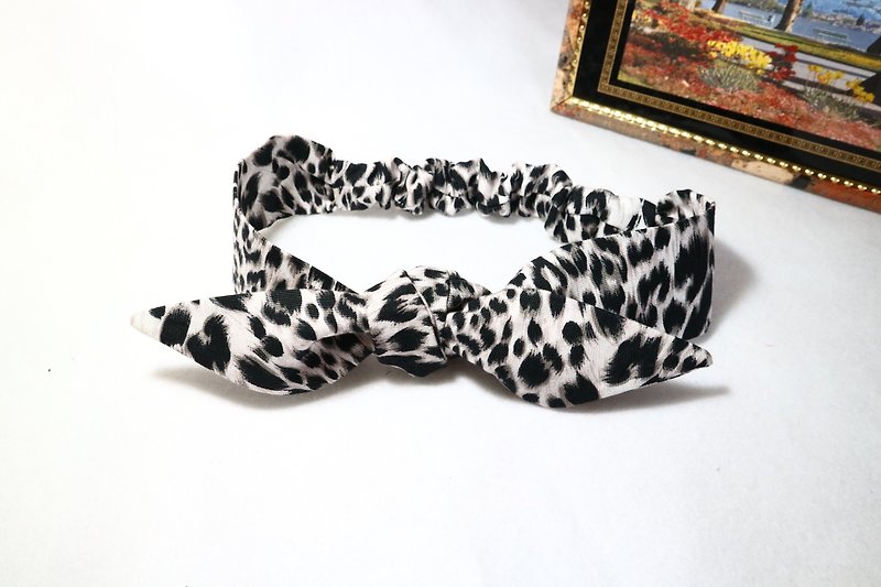 豹纹法式绑带型发带  hairband  *SK* - 发带/发箍 - 棉．麻 黑色