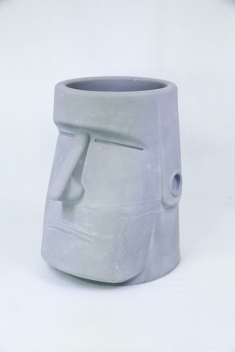 有泥创研/清水模系列/ 大_复活岛石像/摩艾水泥盆器 - 花瓶/陶器 - 水泥 白色