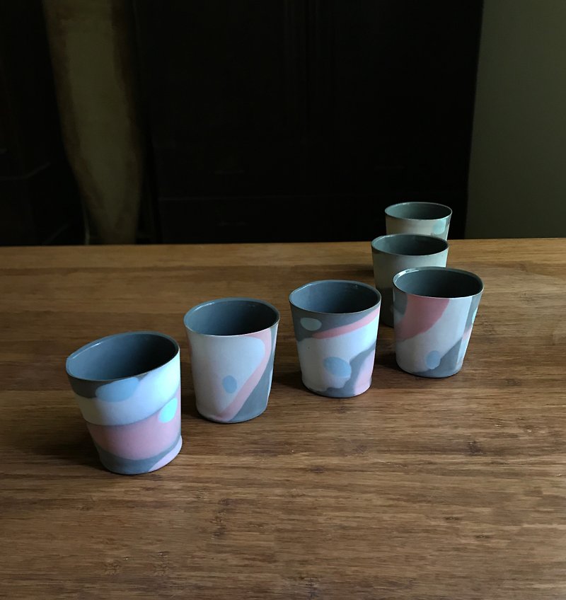 粉色拼贴小茶杯 / 酒杯 - 杯子 - 瓷 