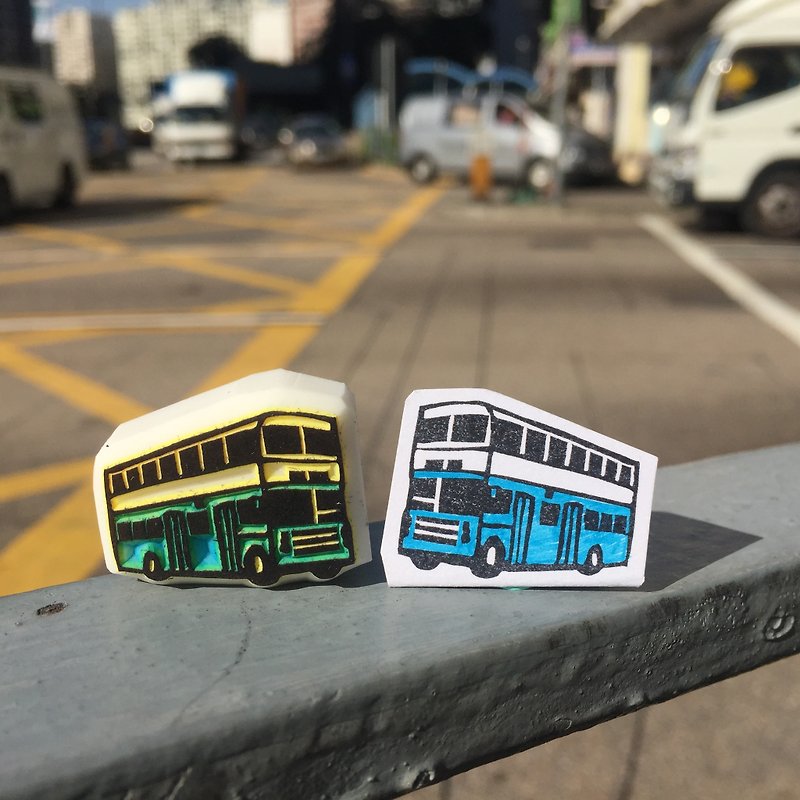 巴士-香港交通工具手刻橡皮印章 - 印章/印台 - 橡胶 