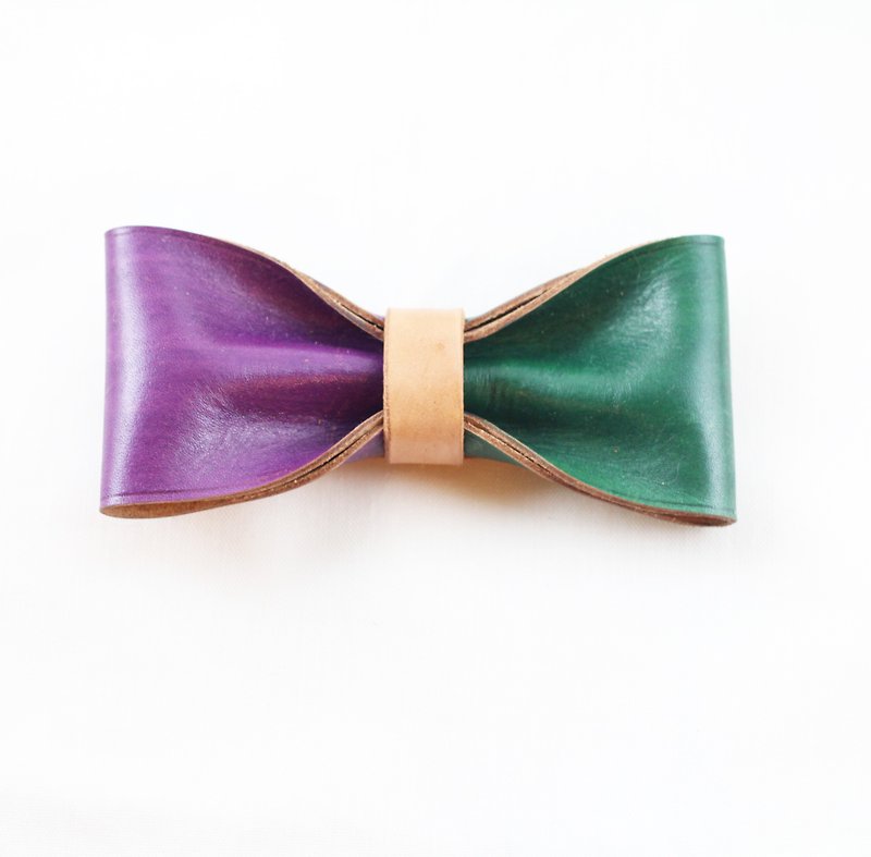 植鞣牛皮真皮领结 - 紫 / 橄榄绿 - 领带/领带夹 - 真皮 绿色