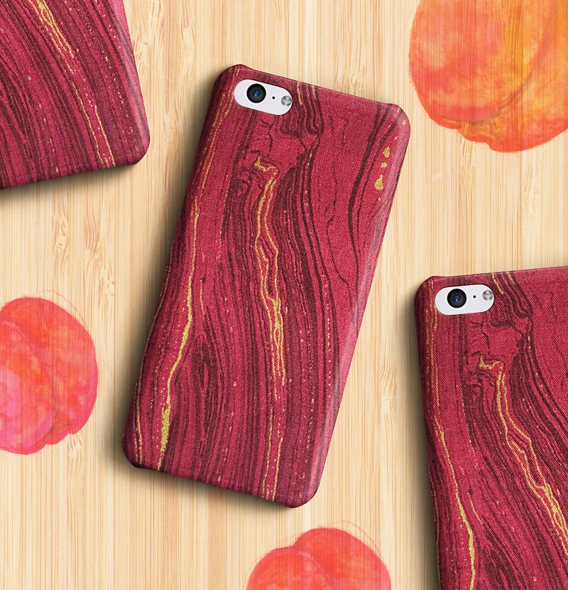 Dark pink wood-Fabric phone case - 手机壳/手机套 - 棉．麻 粉红色
