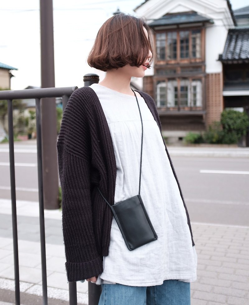 斜挎包  WHITEOAKFACTORY Tin bag - Neck and crossbody pouch for phone , card (Black) - 其他 - 人造皮革 黑色