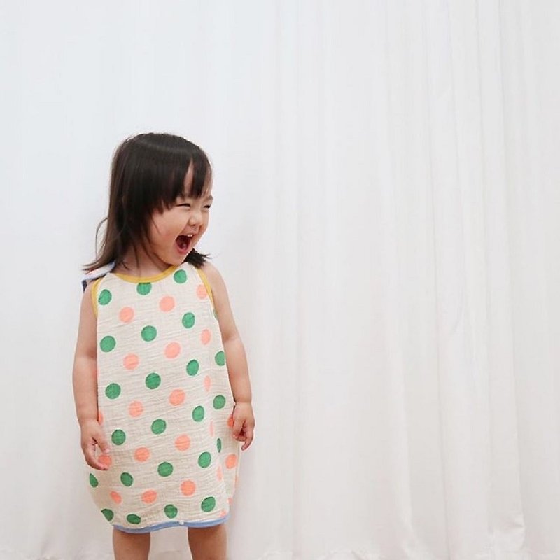 棉．麻 童装上衣 - 韩国全棉夏季透气舒适圆点萤光色睡袋