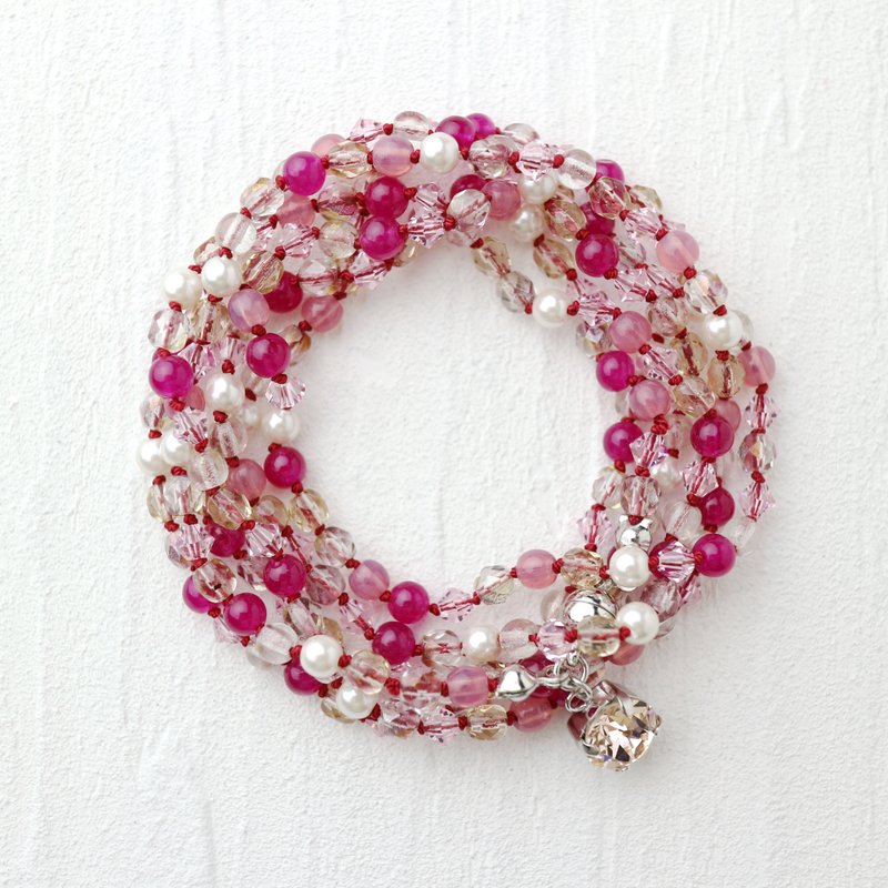 玻璃 手链/手环 粉红色 - Wrap Bracelet (Pink Mix)