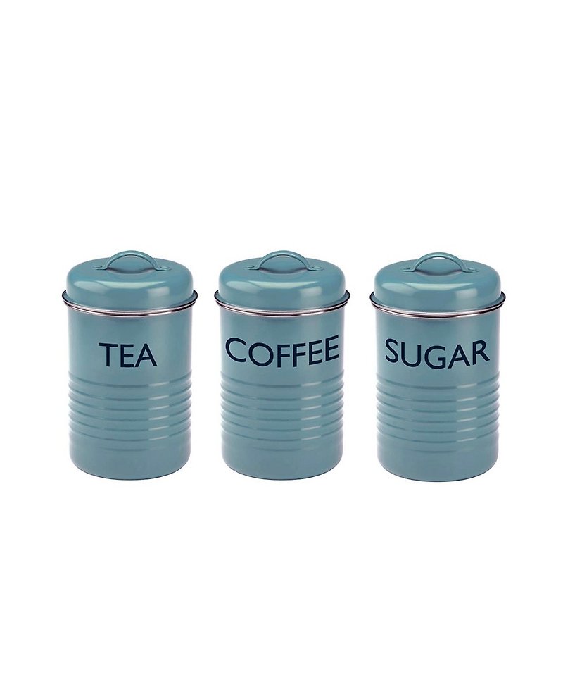 英国Rayware工业风复古浅蓝咖啡/糖/茶叶密封收纳罐组(三入) - 厨房用具 - 其他金属 蓝色