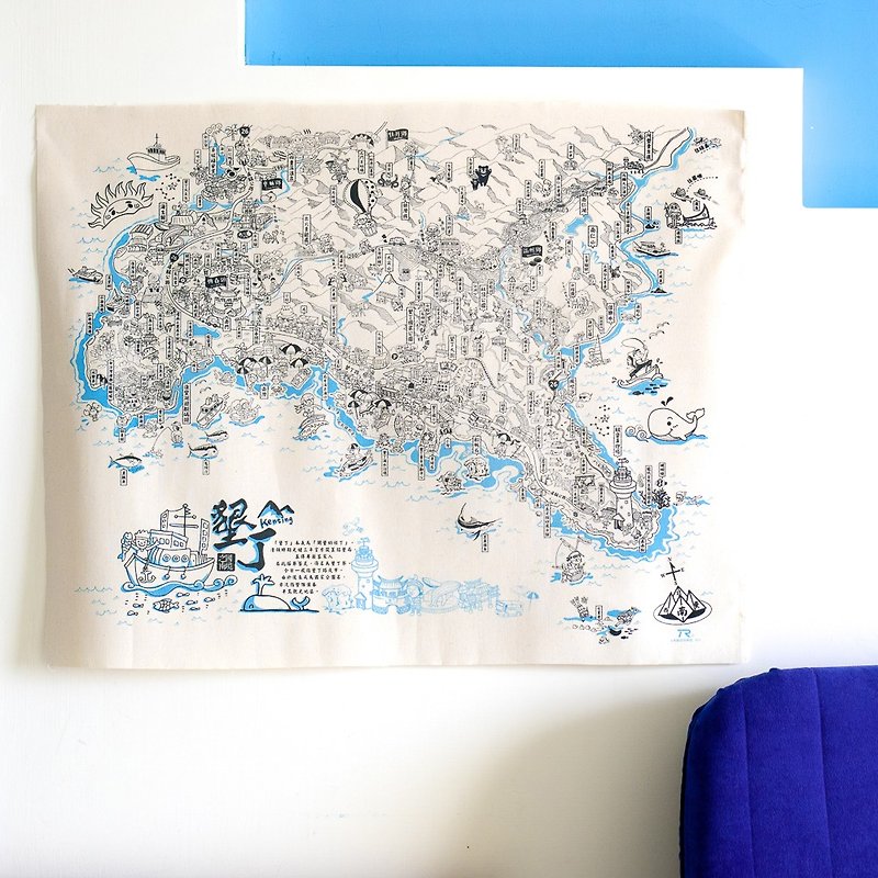 国境之南 - 垦丁 | 布见不散帆布地图 - 地图 - 聚酯纤维 蓝色
