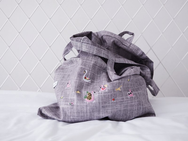 Flamingo Tote Bag - 侧背包/斜挎包 - 绣线 紫色