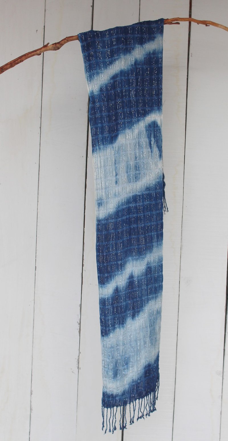 自在染isvara 蓝染纯棉围巾 能量系列 波动 - 丝巾 - 棉．麻 蓝色