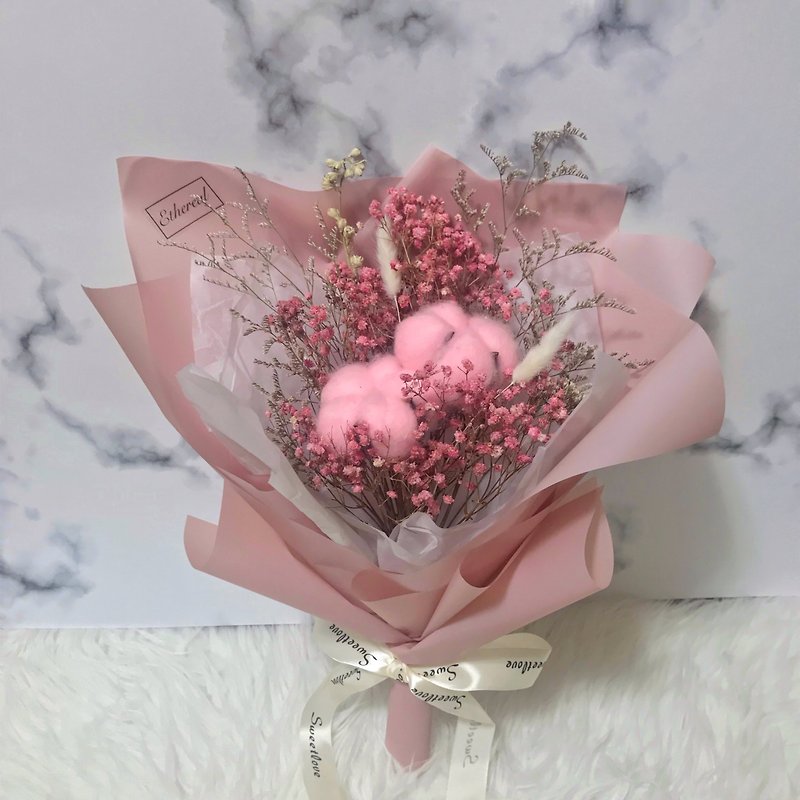 韩系粉嫩少女中型花束 - 干燥花/捧花 - 植物．花 粉红色