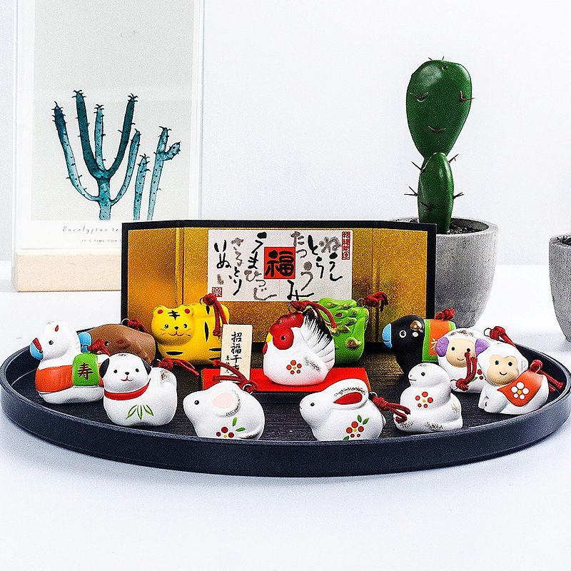 日本药师窑十二生肖猪摆件日式生日创意礼物鼠牛虎兔龙蛇马羊猴鸡 - 摆饰 - 陶 