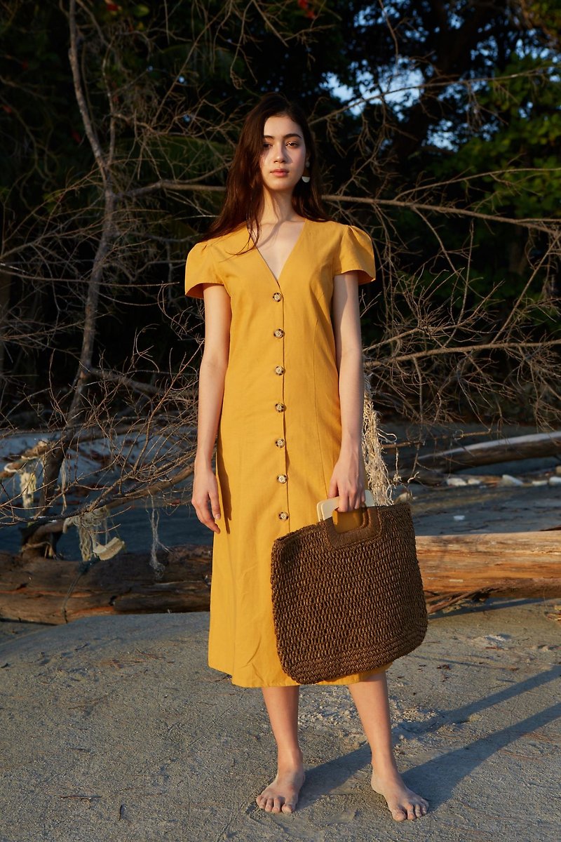 DRESS - MILLY / Mustard - 洋装/连衣裙 - 其他材质 橘色