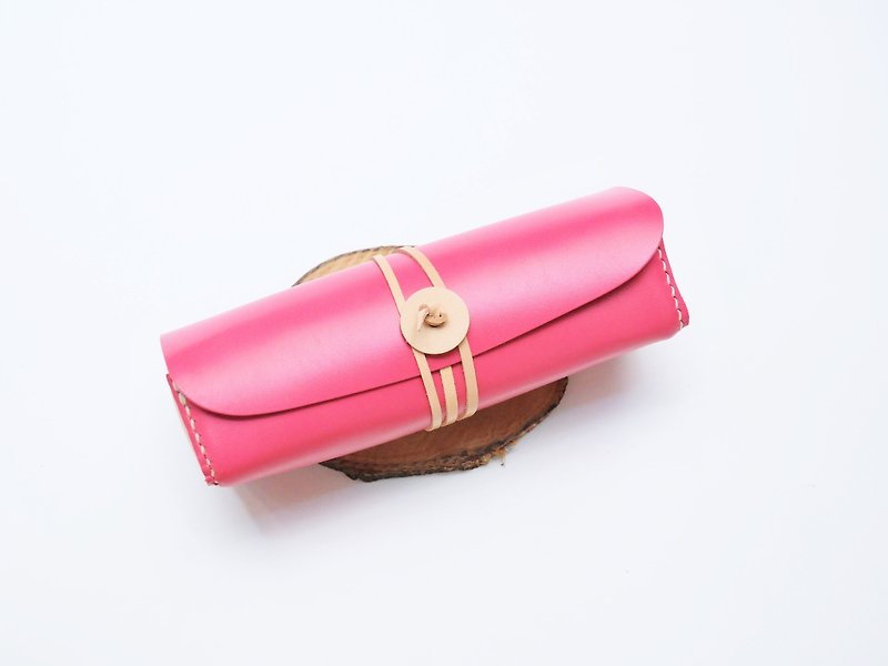 肚脐绕绳笔袋 好好缝 皮革DIY材料包 小物袋 日常用品 文具 礼物 - 铅笔盒/笔袋 - 真皮 粉红色