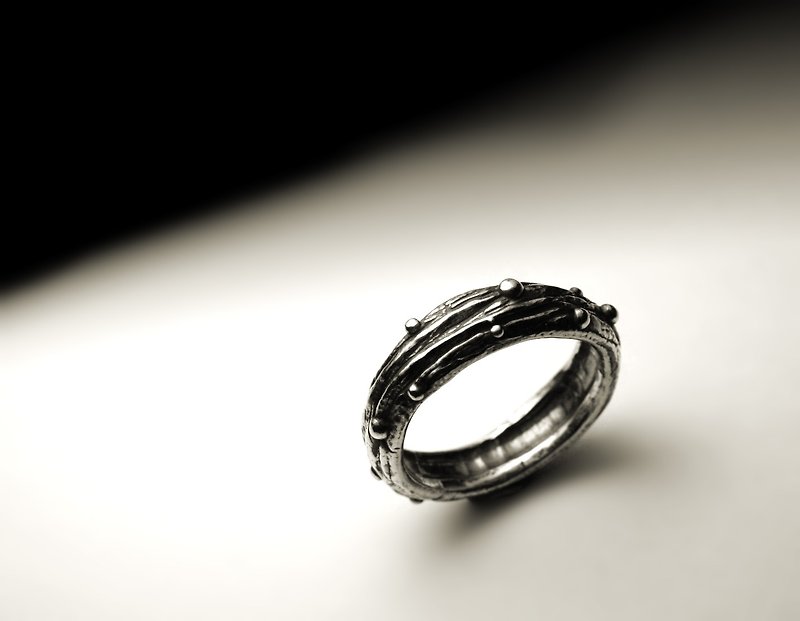 窄树皮树芽戒指 - 戒指 - 其他金属 银色