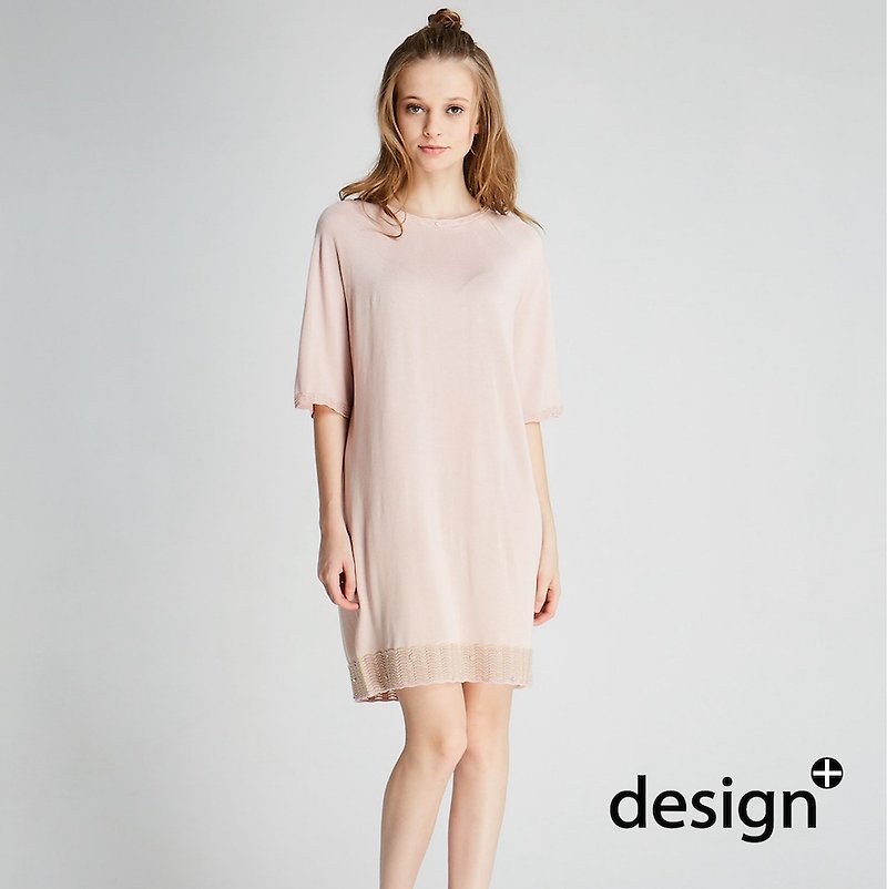 球心圆领针织洋装(1701KD01PK-F) - 洋装/连衣裙 - 棉．麻 粉红色