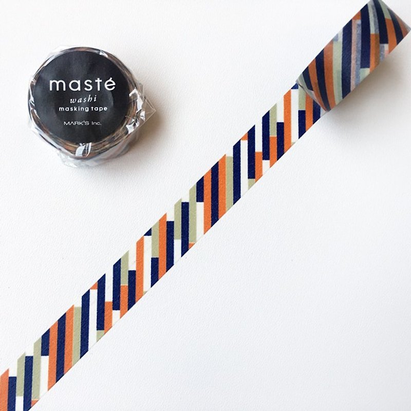 maste 和纸胶带 Multi Pattern【多色线条-海军蓝 (MST-MKT185-NV)】 - 纸胶带 - 纸 多色