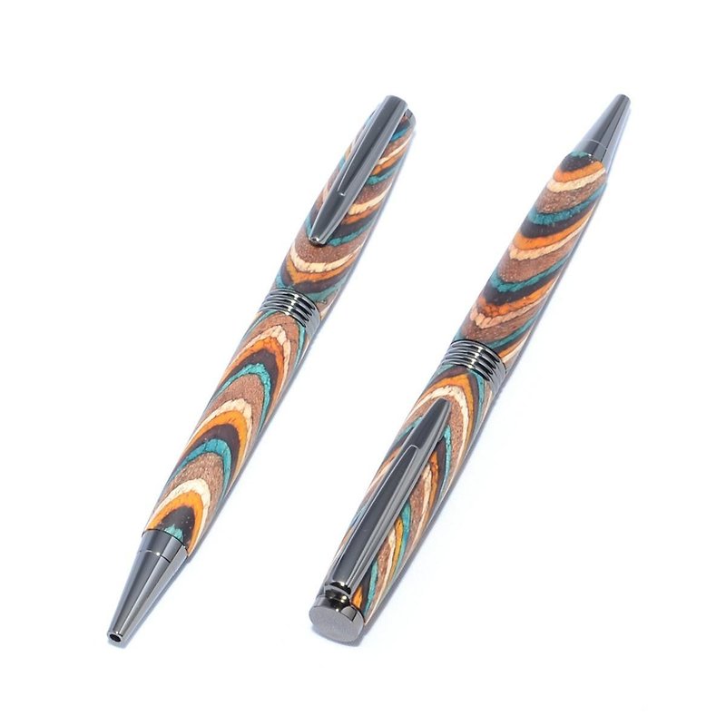 木製の回転式ボールペン（染めたハードウッドの種類；ガン・メタルのメッキ）(TP-GM-CGSW) - 铅笔盒/笔袋 - 木头 卡其色