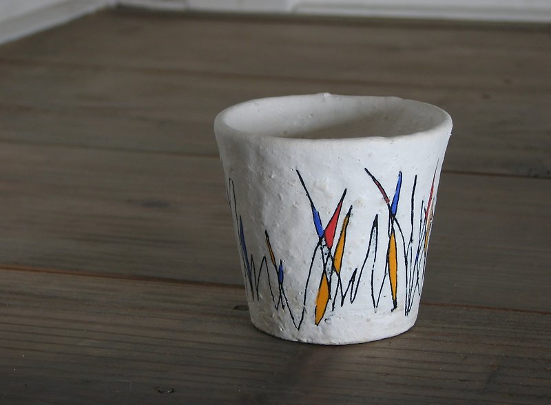 引っ掻き文様カップ - 花瓶/陶器 - 其他材质 多色