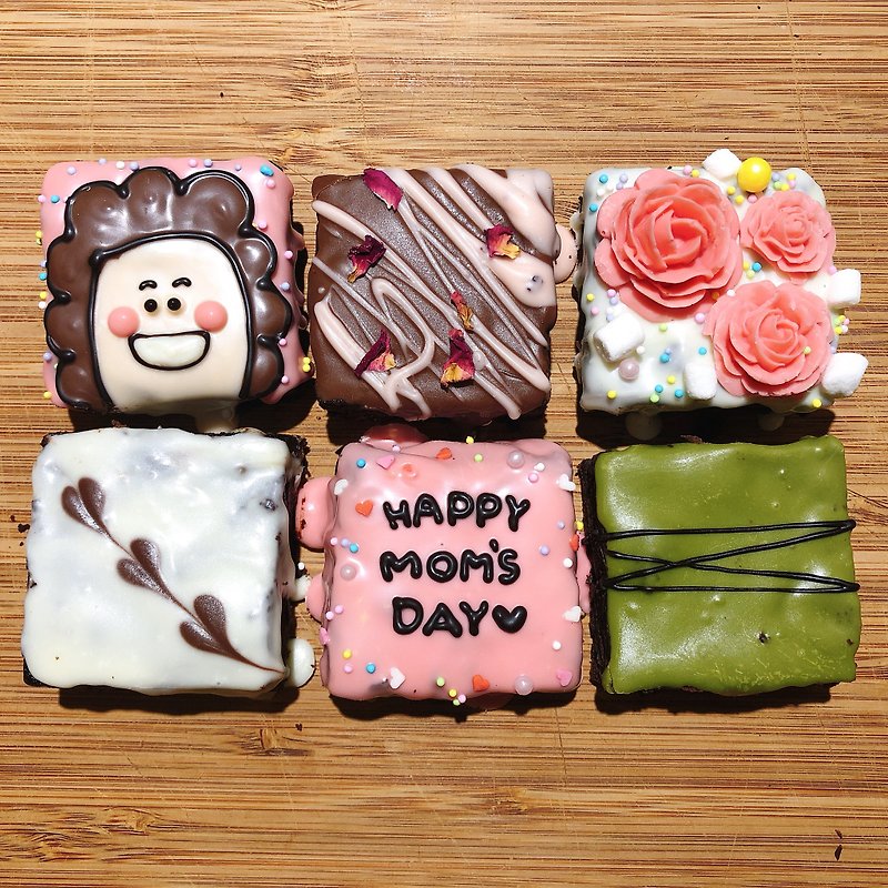 笑呵呵妈咪玫瑰布朗尼-6入礼盒 母亲节限定 - 蛋糕/甜点 - 新鲜食材 粉红色