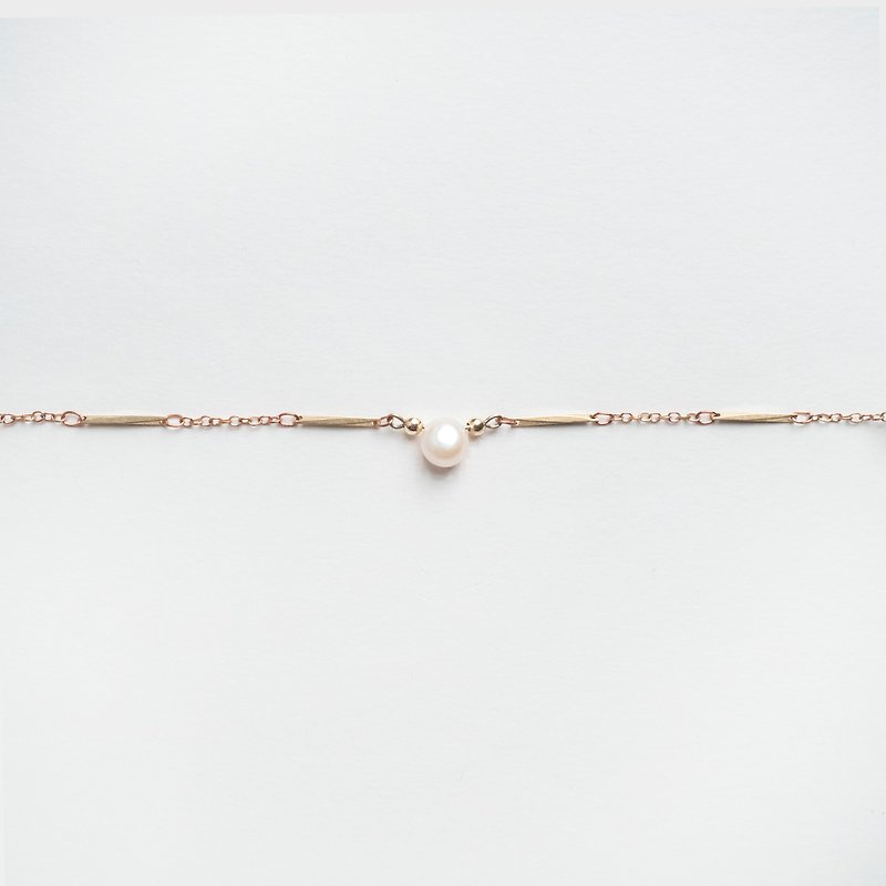 珍珠绸缎手链 (直) - Pearl Satin Bracelet (straight) - 手链/手环 - 珍珠 金色
