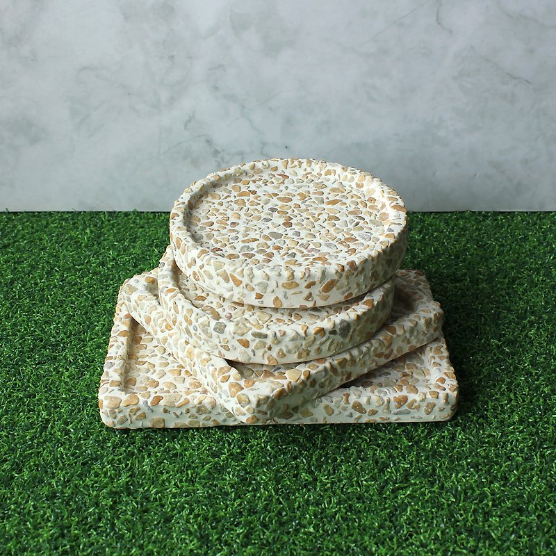抿石子盆垫-杯垫-皂盘-圆型方型长型 - 植栽/盆栽 - 水泥 黄色