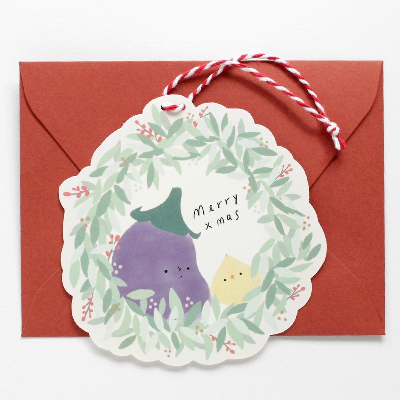 Little Joy - Christmas Wreath Greeting Card - 卡片/明信片 - 纸 红色