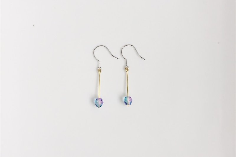人鱼眼泪-彩虹紫 黄铜造型耳环 - 耳环/耳夹 - 其他金属 紫色