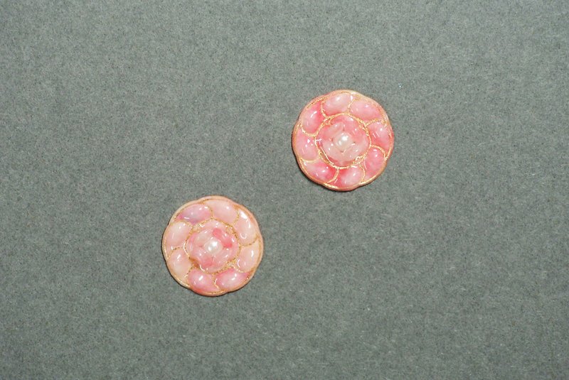 珍珠蔷薇  耳环 - 耳环/耳夹 - 纸 粉红色