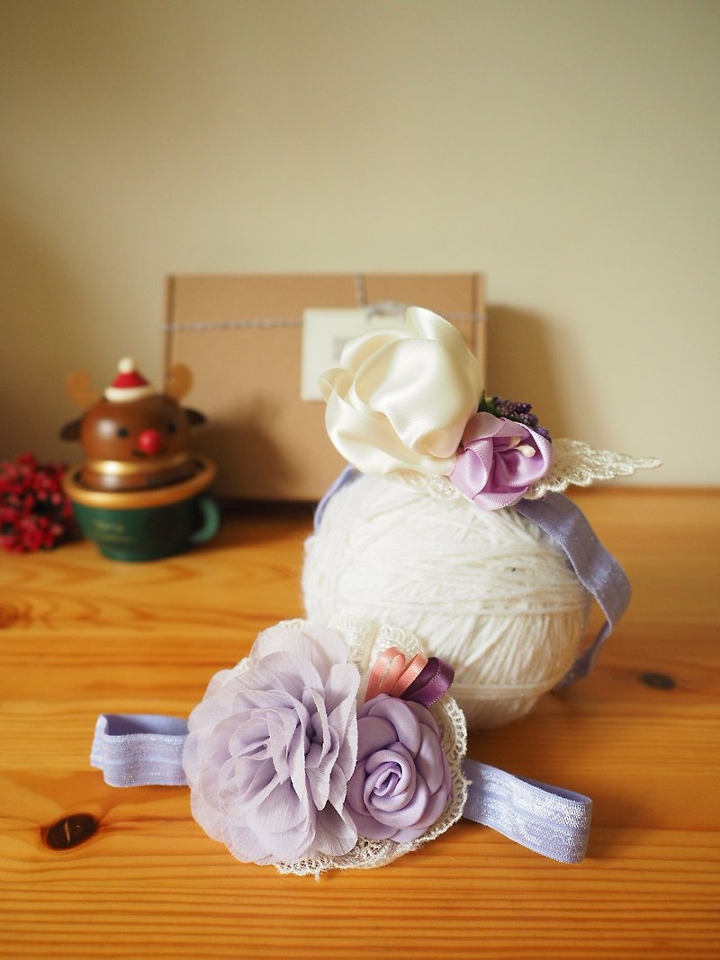 圣诞礼物 限量版 手作婴儿女童弹性发带头饰 - 发饰 - 棉．麻 紫色