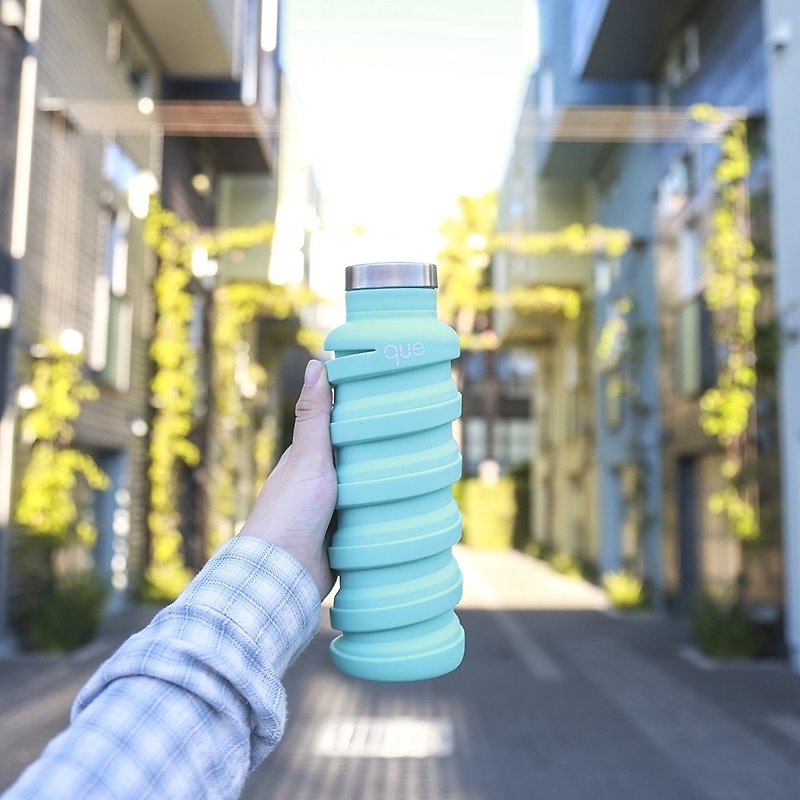 que 环保伸缩水瓶 粉蓝色 600ml 食品级硅胶随行杯 - 水壶/水瓶 - 硅胶 蓝色