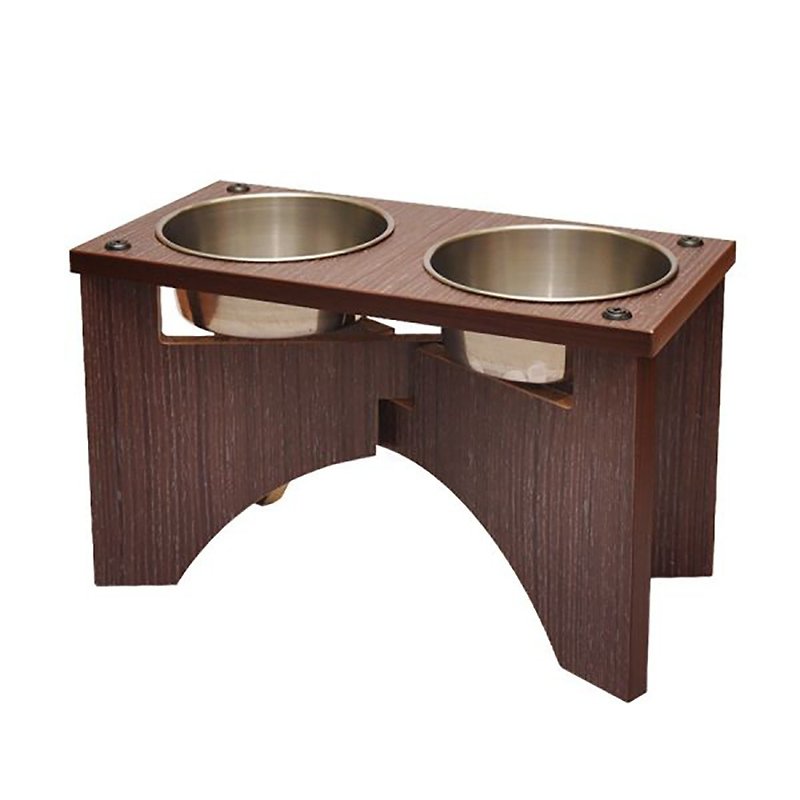 【MOMOCAT】X型狗餐桌 双口高25cm 附2号白铁碗 - 三款木色 - 碗/碗架 - 木头 